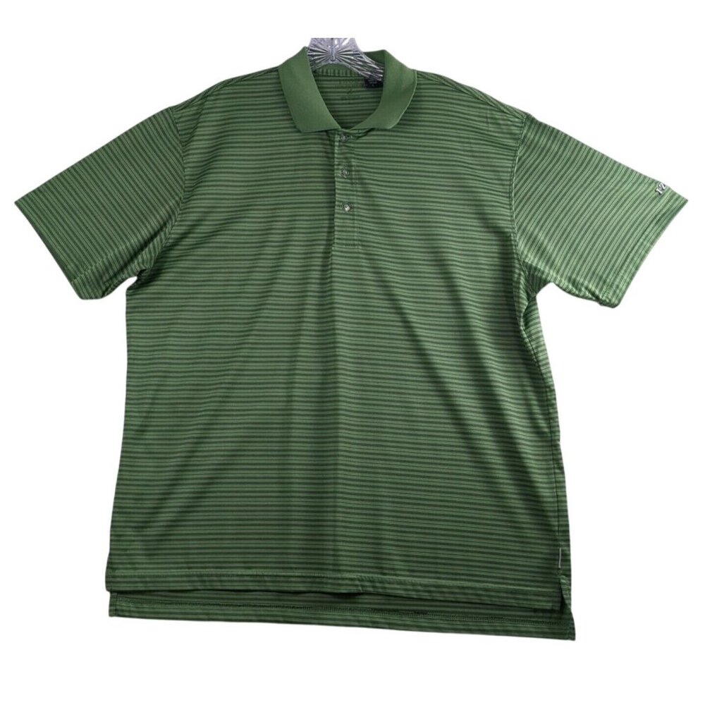 IZOD Pro‎ Series XFG Cool FX Polo Shirt Green Black Striped Golf Mens Large